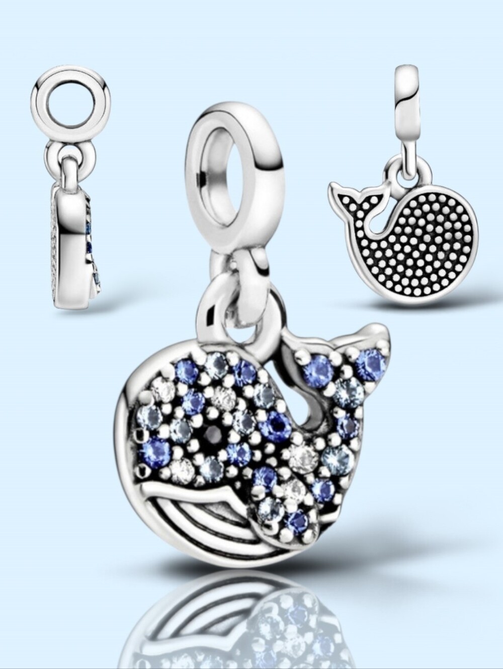PANDORA ME My Blue Whale Sterling Silver Mini Dangle Charm With Crystals Retired
